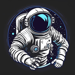 Space, cosmonaut and galaxy illustration for poster. Astronauts wear full spacesuits for space operations. Generative AI