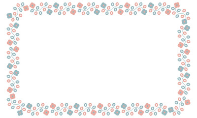 花のレース風装飾四角フレームピンク水色1