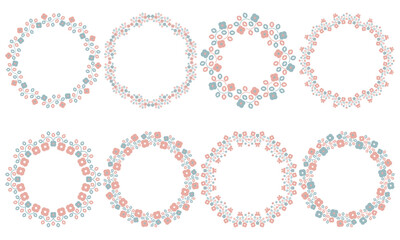 花のレース風円フレーム装飾セットピンク水色
