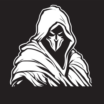 recommend clip art: Black background, grim reaper illustration, vector illustration line art