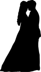 silhouette of a bride