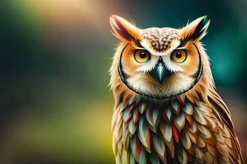 Foto op Canvas Abstract animal Owl portrait with colorful double exposure. Generative AI © Royalty-Free