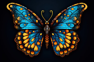 Beautiful Butterfly Close-Up with Patterns. Generative AI