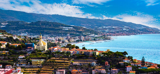 View of Bussana and Arma di Taggia, Liguria, Italy