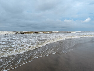 Fototapeta premium World's longest natural sea beach under threat Cox's Bazar in Bangladesh is the world's longest natural sea beach, and a popular tourist destination in the country.