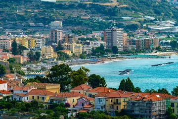 Foto op Plexiglas View of Bussana and Arma di Taggia, Liguria, Italy © monticellllo