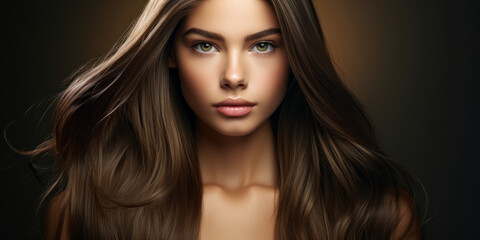 Fototapeta premium Haircare Essentials: Long Brown Hair and Keratin Treatment