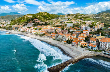 Naklejka na ściany i meble Aerial view of Riva Ligure, Liguria, Italy