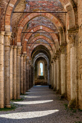 Fototapeta na wymiar Scenic perspective from the San Galgano Abbey, near Chiusdino, Province of Pisa, Tuscany, Italy.