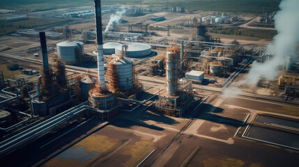 Aerial view of large industrial area with factories, warehouses and industrial buildings