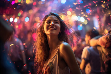 Young woman dancing at a rave party