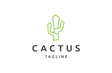Cactus logo icon design template flat vector