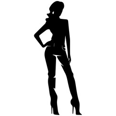 Women, group of businesswomen silhouettes. Isolated vector people