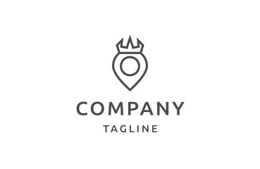 Location king with line art style logo design template flat vector