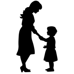 Mother and Child Silhouette. Vector Illustration