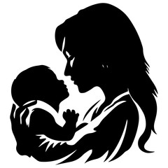 Mother and Child Silhouette. Vector Illustration