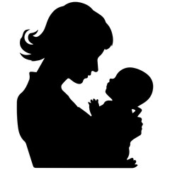 Mother and Child Silhouette. Vector Illustration