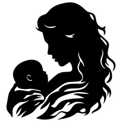 Mother and Child Silhouette. Vector Illustration