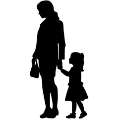 Mother and Child Silhouette. Vector Illustration