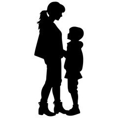 Mother and Child Silhouette. Vector Illustration