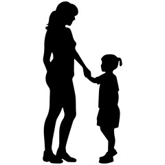Mother and Child Silhouette. Vector Illustration