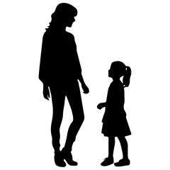 Mother and Child Silhouette. Vector Illustration