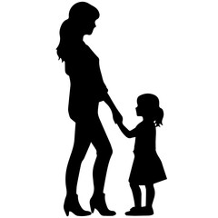 Mother and Child Silhouette. Vector Illustration