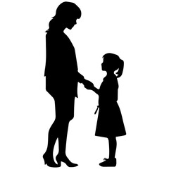 Mother and Child Silhouette. Vector Illustration