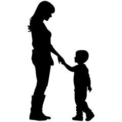 Mother and Child Silhouette. Vector Illustration