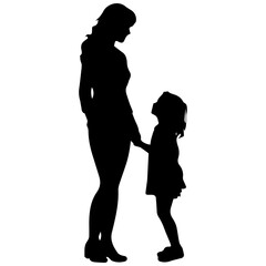 Mother and Child Silhouette. Vector Illustration