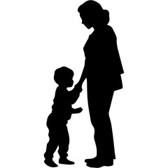 Mother and Child Silhouette. Vector Illustration