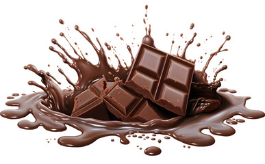 Chokolate splash isolated on transparent background