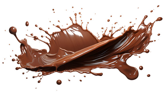 Chokolate splash isolated on transparent background