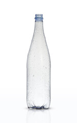 empty plastic bottle in drops of water