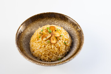 Garlic Fried Rice. Japanese food on restaurant table