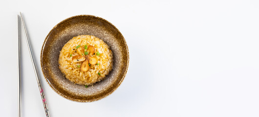 Garlic Fried Rice. Japanese food on restaurant table