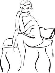 pensive woman sitting on the edge of the bed