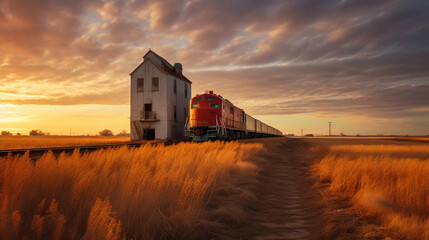 Fototapeta premium Traversing the Heartland: Kansas Train