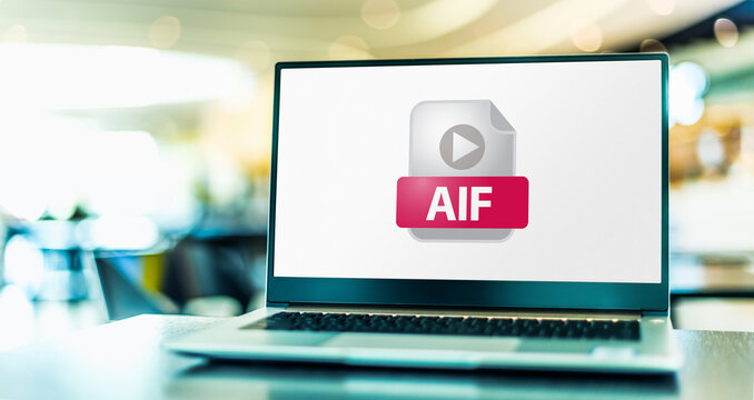 Laptop computer displaying the icon of AIFF file