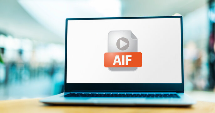 Laptop computer displaying the icon of AIFF file