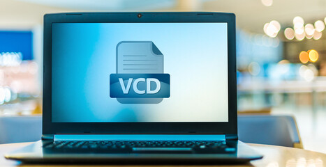 Laptop computer displaying the icon of VCD file