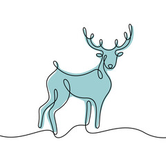 Deer continuous line colourful vector illustration