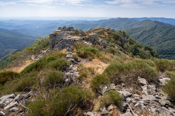 Fototapeta na wymiar Scenic mountain landscape in the Cevennes National Park near St Jean du Gard, Gard, France