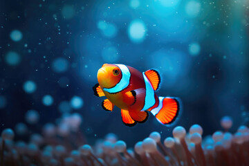 Naklejka na ściany i meble Isolated Clownfish in its Aquatic Paradise