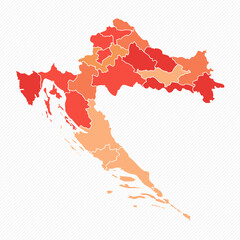 Colorful Croatia Divided Map Illustration