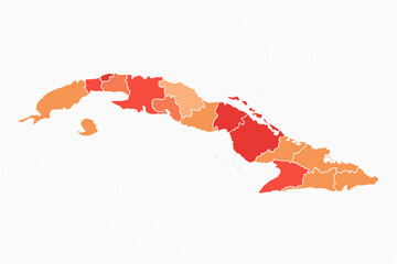 Colorful Cuba Divided Map Illustration