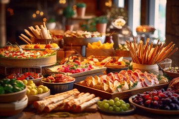 Fototapeta na wymiar Savoring Culinary Diversity: Buffet Table Showcase