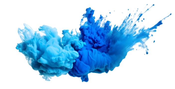 Blue powder splash isolated on transparent background