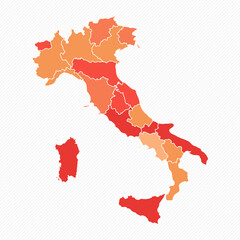 Colorful Italy Divided Map Illustration