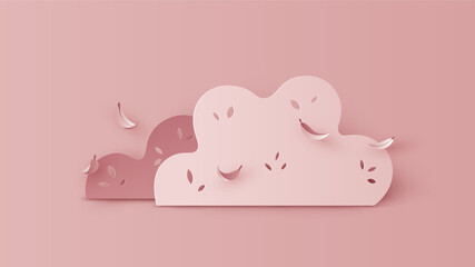 Autumn bush. Autumn bush background. paper cut and craft style. vector, illustration.